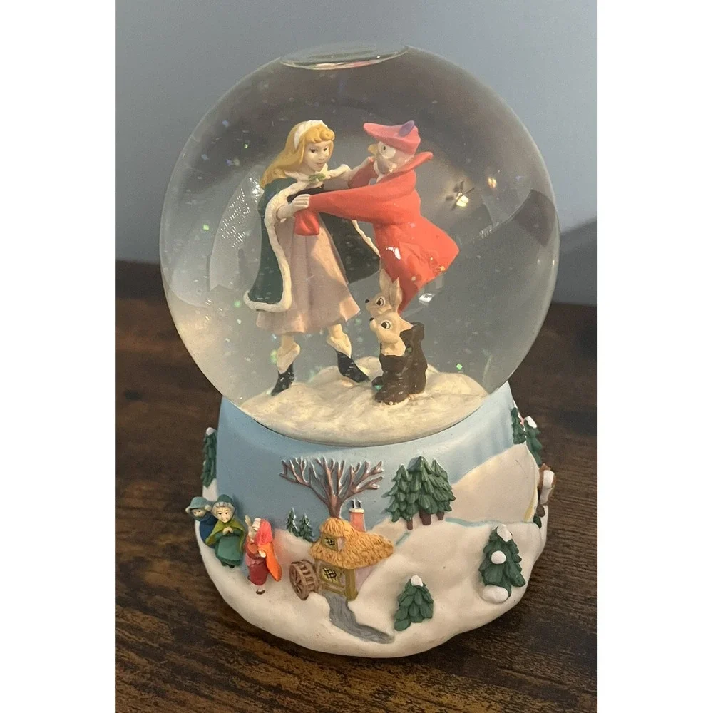 Disney Musical Snow Globe Cinderella Dancing With Animals Owl